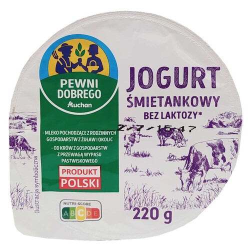 Jogurt śmietankowy bez laktozy Pewni Dobrego 220 g