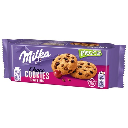 Ciastka Pieguski z rodzynkami i czekoladą Milka 135 g