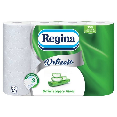 Opakowanie papieru toaletowego Regina Delicate, 12 sztuk, odświeżający aloes.