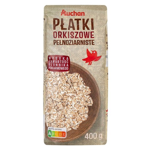 Płatki orkiszowe pełnoziarniste Auchan 400 g