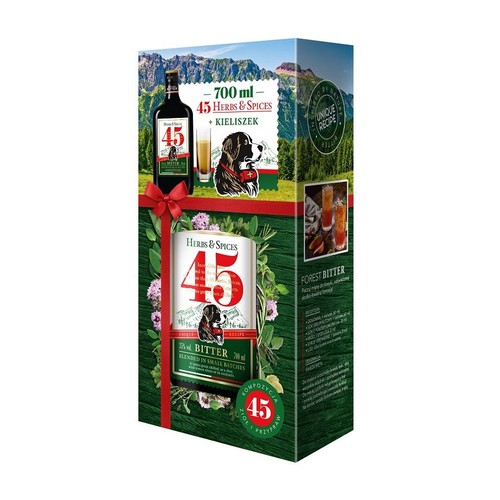 Likier ziołowy Forest Bitter alk. 35,0% obj. + kieliszek 45 Herbs&Spices 700 ml
