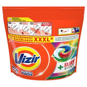 Kapsułki do prania kolorów + Fairy Efekt Vizir 44 kapsułki