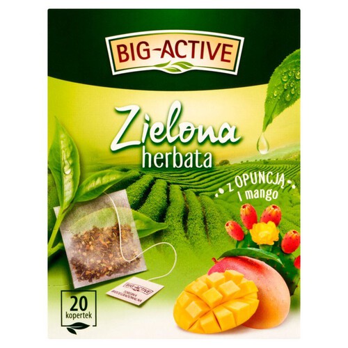 Herbata zielona z dodatkiem owoców i płatków kwiatów aromatyzowana ekspresowa 20 x 1.5 g Big Active 20 torebek