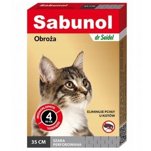 Obroża przeciw pchłom dla kota 35 cm, szara Sabunol 1 sztuka