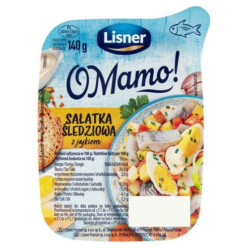 O Mamo ! Sałatka śledziowa z jajkiem Lisner 140 g