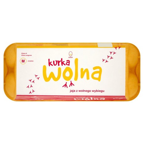 Jaja z wolnego wybiegu klasa A rozmiar M Kurka Wolna  10 sztuk