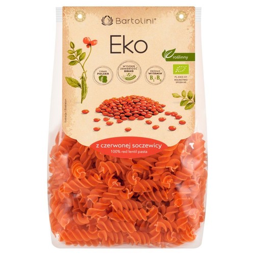 BIO Makaron z czerwonej soczewicy świderek Bartolini 250 g