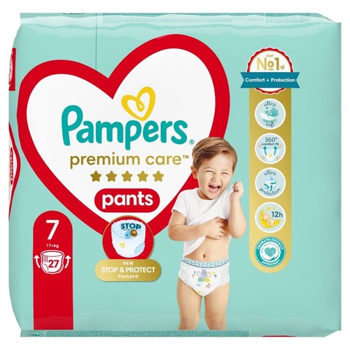 Pieluchomajtki Premium Care 7 17+ kg Pampers 27 sztuk