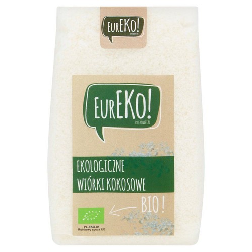 Biała torebka ekologicznych wiórków kokosowych EUREKO! BIO.