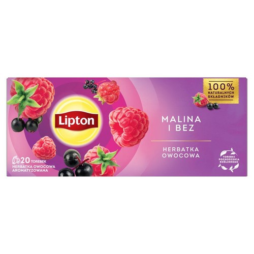 Herbata owocowa malina i bez Lipton 20 torebek