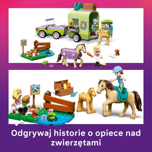 Friends Przyczepa z koniem i źrebaczkiem 42695, zestaw zabawek LEGO 1 sztuka