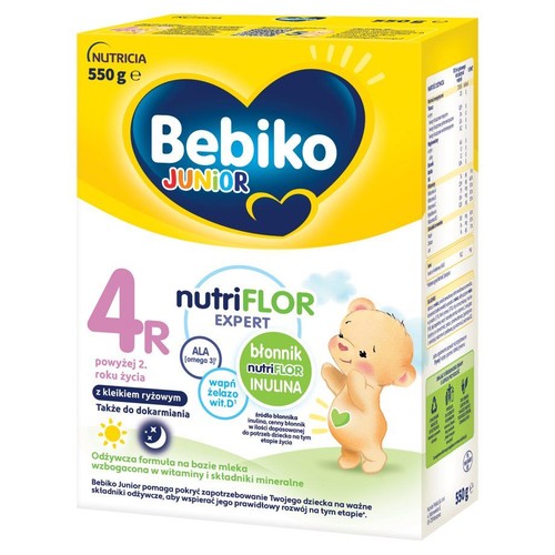 Mleko modyfikowane Junior nutriFlor Expert 4R od 2 roku z kleikiem ryżowy Bebiko 550 g