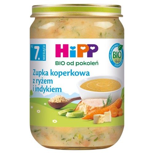 BIO Zupka koperkowa z ryżem i indykiem po 7. miesiącu HiPP 190 g