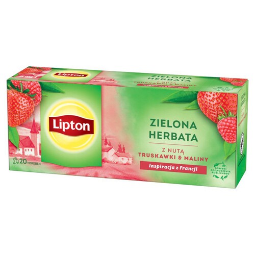 Herbata zielona z nutą maliny i truskawki Lipton 20 torebek