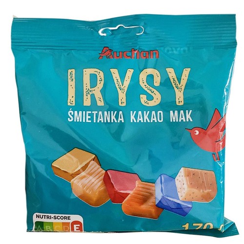 Irysy śmietanka kakao mak Auchan 170 g