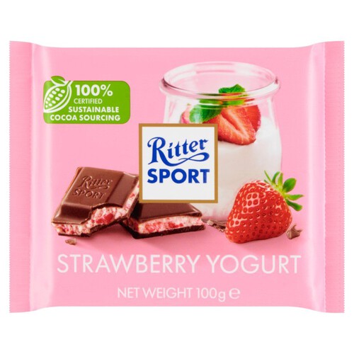 Czekolada mleczna nadziewana kremem o smaku jogurtu truskawkowego Ritter Sport 100 g