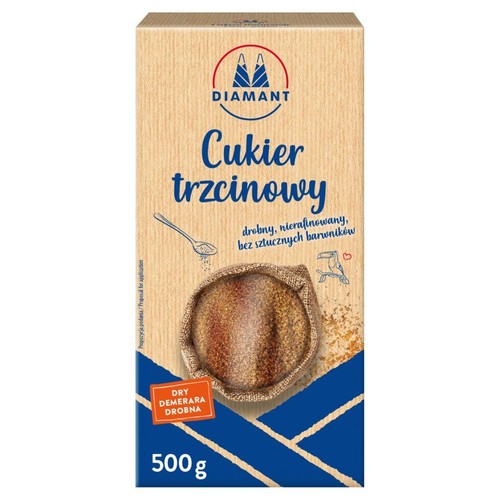 Cukier trzcinowy nierafinowany Dry Demerara drobny Diamant 500 g