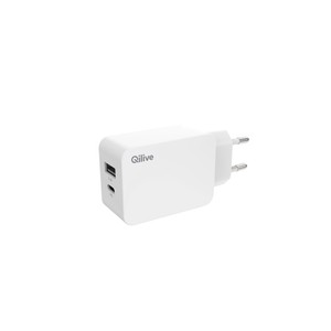 Ładowarka sieciowa USB-A i USB-C 5V 2,4A 27W biała Qilive 1 sztuka