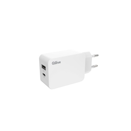 Ładowarka sieciowa USB-A i USB-C 5V 2,4A 27W biała Qilive 1 sztuka