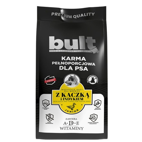 Karma sucha dla psów junior z kaczką i indykiem  Bult 3 kg