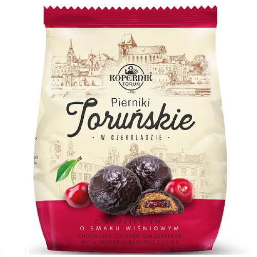 Toruńskie pierniki w czekoladzie z nadzieniem wiśniowym Kopernik 150 g