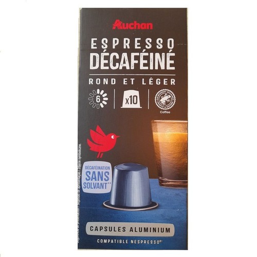 Kawa mielona Espresso bezkofeinowa kapsułki Auchan 10 kapsułek