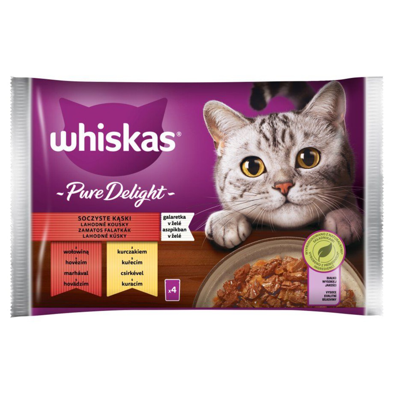 Karma mokra wołowina kurczak dla kota Whiskas 4 x 85 g