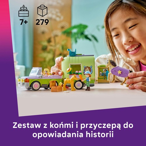 Friends Przyczepa z koniem i źrebaczkiem 42695, zestaw zabawek LEGO 1 sztuka