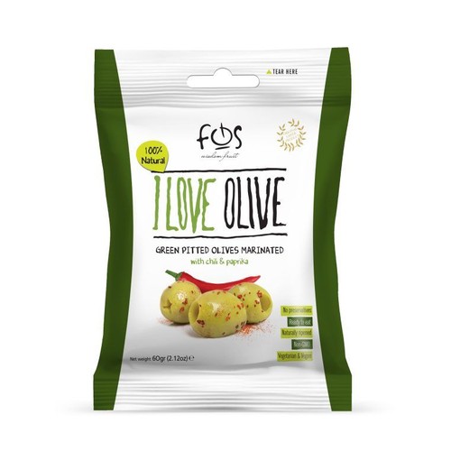 Oliwki zielone marynowane z chili i papryką   FOS 60 g