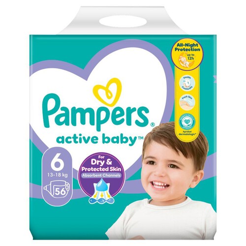 Pieluszki Active Baby 6 13-18 kg Pampers 56 sztuk