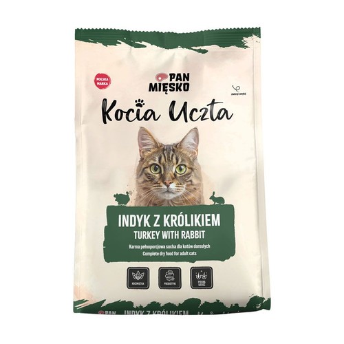 Karma sucha dla kotów Kocia Uczta Indyk z królikiem   Pan Mięsko 550 g