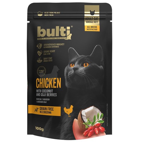 Karma mokra dla kotów kurczak z kokosem i jagodami goji Bulti 100 g