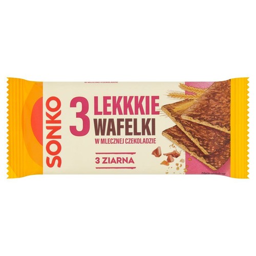 Lekkie wafelki w mlecznej czekoladzie 3 ziarna Sonko 36 g