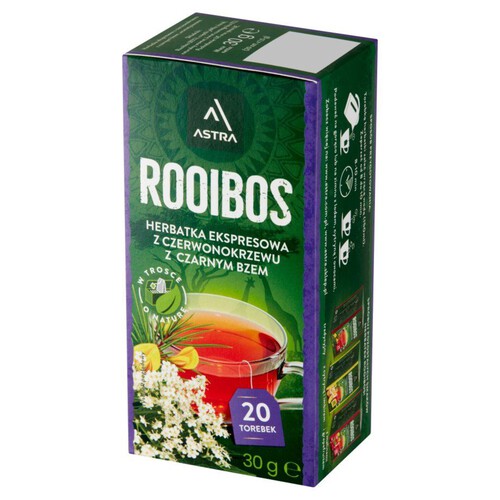 Rooibos herbata z czerwonokrzewu  z czarnym bzem  Astra 30 g