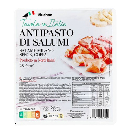 Antipasti z wędlinami Auchan 160 g