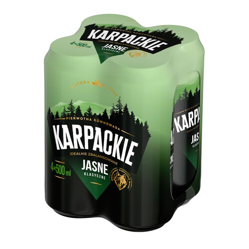 Piwo jasne pasteryzowane Karpackie alk. 6% obj. Karpackie 4 x 500 ml
