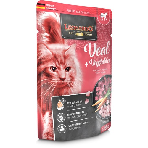 Karma mokra dla kotów cielęcina z warzywami Leonardo 85 g