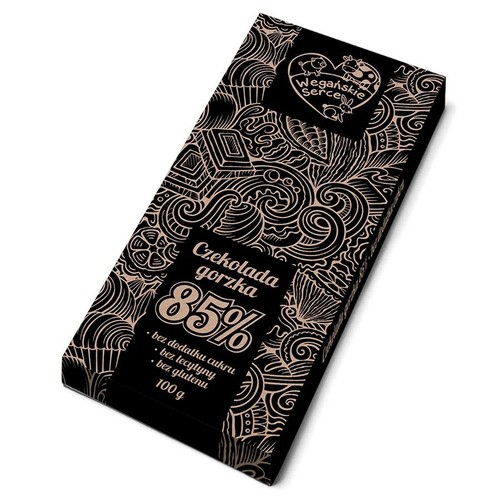 Czekolada gorzka 85% bez cukru  Wegańskie Serce 100g 