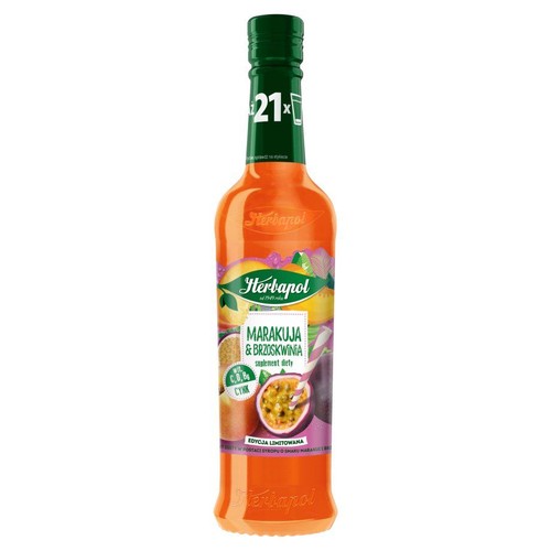 Syrop o smaku marakui z brzoskwinią Herbapol 420 ml