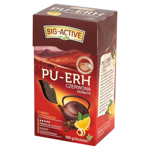 Pu-Erh herbata liściasta czerwona o smaku cytrynowym Big-Active 100 g