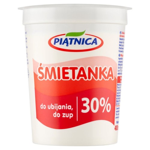Słodka śmietanka 30% do deserów i zup Piątnica 400 g