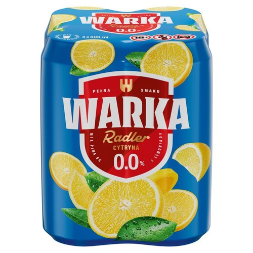 Piwo bezalkoholowe smakowe Radler Cytryna alk. 0,0% obj. Warka 4 x 500 ml