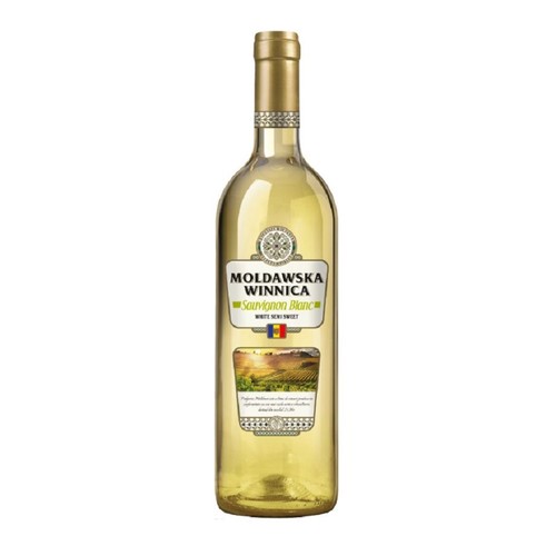 Wino mołdawskie białe półsłodkie Sauvignon Blanc alk. 12,0% obj. Mołdawska Winnica 750 ml