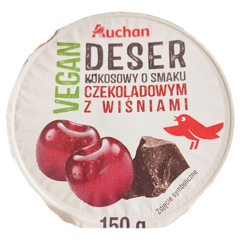 Deser kokosowy o smaku czekoladowym z wiśniami Auchan 150 g