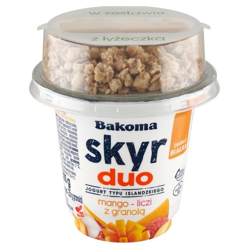 Jogurt skyr duo z mango-liczi z granolą  Bakoma 215 g