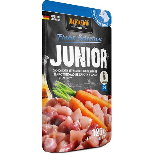 Karma mokra dla psów Junior z kurczakiem i marchewką Belcando 125 g