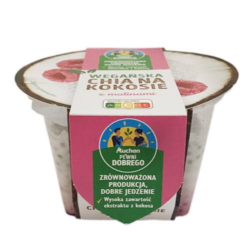 Wegańska chia na kokosie z malinami Pewni Dobrego 140 g 