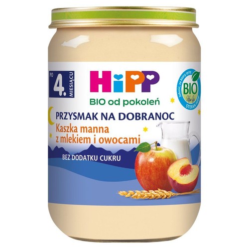 BIO Kaszka manna z mlekiem i owocami po 4. miesiącu HIPP 190 g