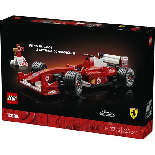 Icons Ferrari F2004 i Michael Schumacher 11375, model bolidu LEGO 1 sztuka