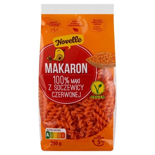 Makaron z soczewicy czerwonej świderki Novelle 250 g